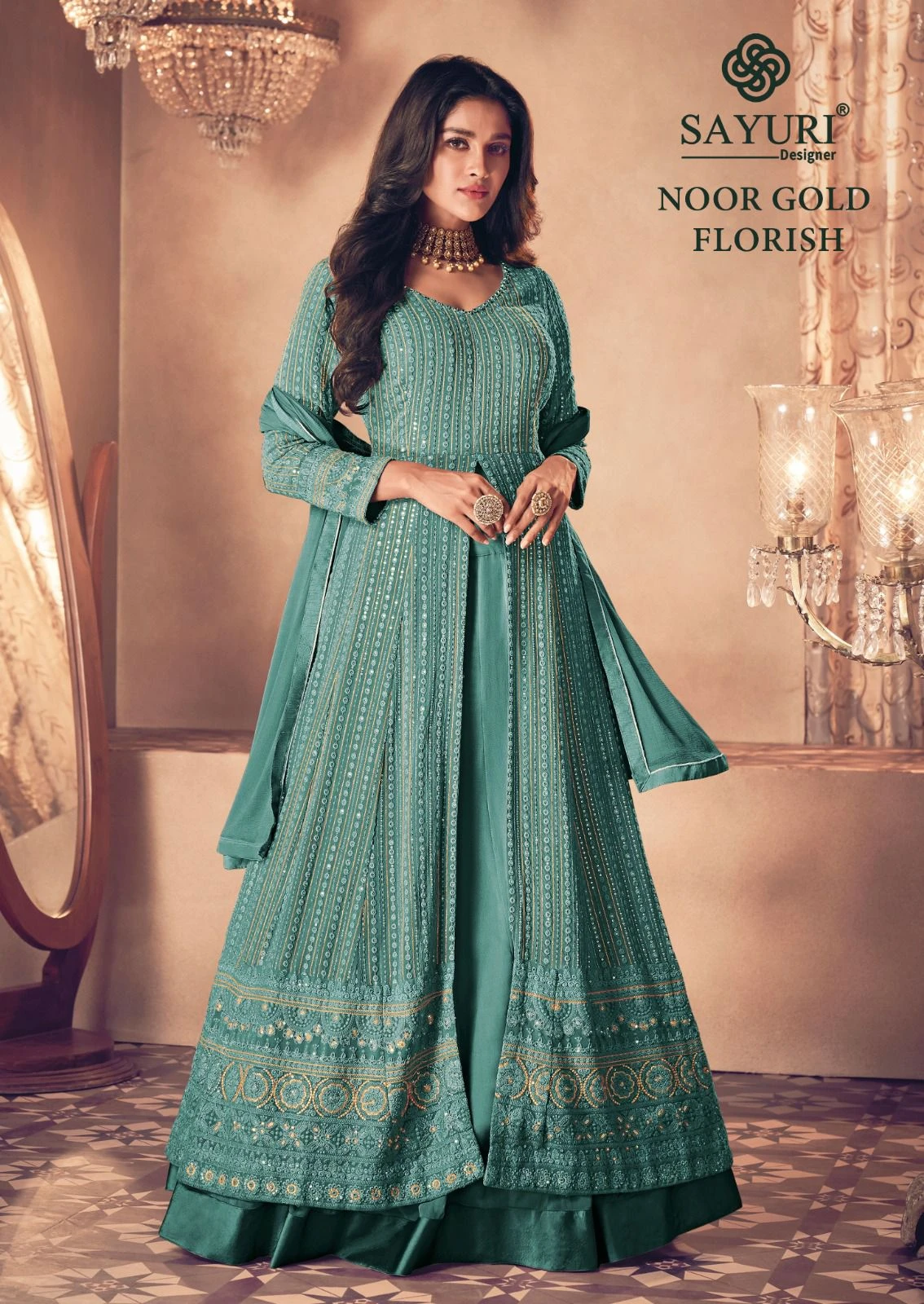 Sayuri Designer Noor Gold Florish Real Georgette Wholesale Designer Readymade Salwar Suit Catalog — Wholesale Salwar Suits, Sayuri Designer wholesale from Surat - Gallery Image 3